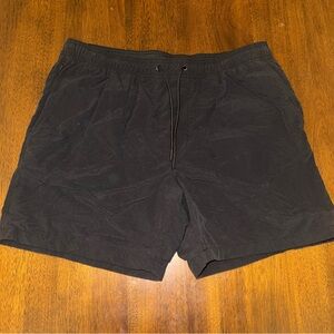 American Eagle Shorts Black Nylon Swim Trunks Lined Pocket Size Large